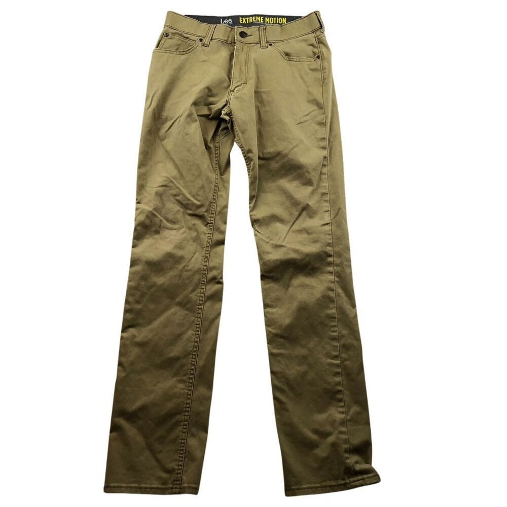 Lee Mens Pants Size 29x32 Hemmed Extreme Motion Khaki Casual Straight Tapered Po